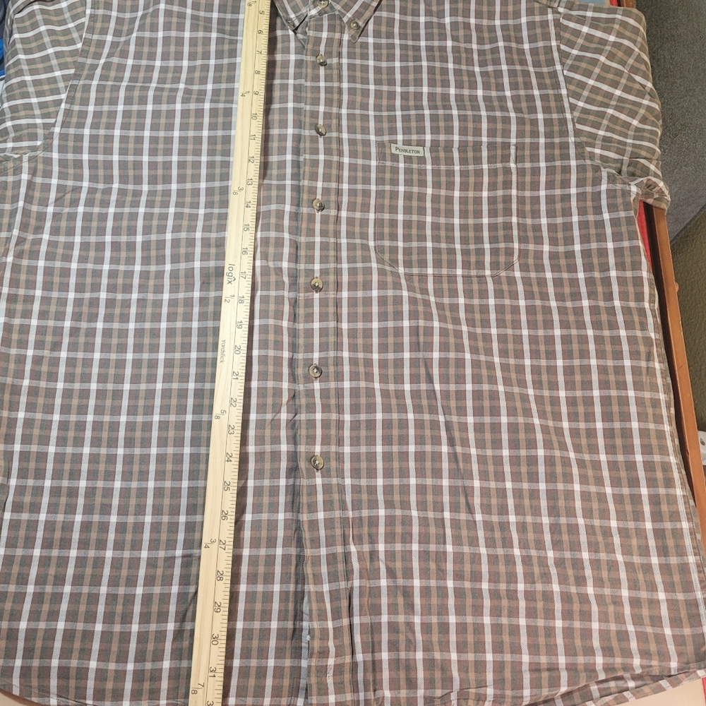 Pendleton Men's Large Brown Windowpane Long Sleeve Button Down Casual Comfy - Picture 8 of 8